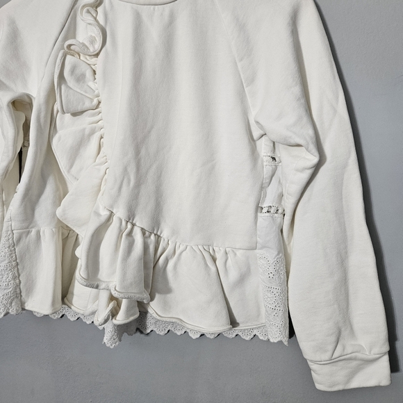 Sea New York White Ruffle Terry Cloth Sweatshirt - Picture 3 of 12